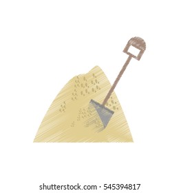drawing mining mineral sand pile shovel vector illustration eps 10