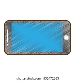 drawing mobile phone blue screen technology vector illustration eps 10