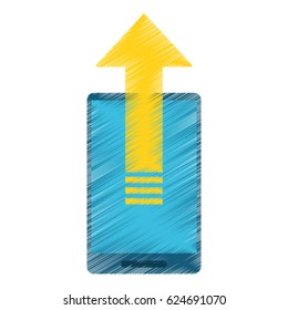 drawing mobile phone technology upload arrow