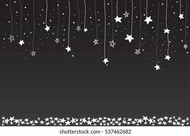 drawing mobile stars and empty center with gradation black  background 