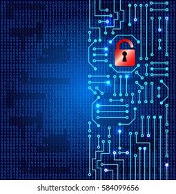 Drawing modern electronic circuit and binary code. Security concept of electronics system.