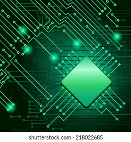 Drawing modern electronic circuit on green background
