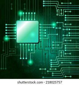 Drawing modern electronic circuit on green background