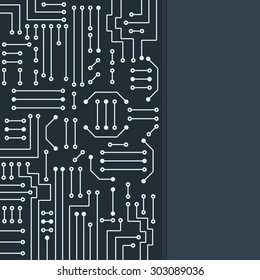 Drawing modern electronic circuit on gray background