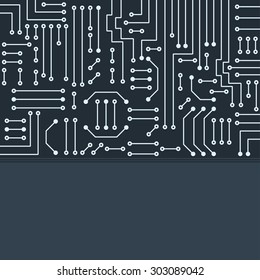 Drawing modern electronic circuit on gray background