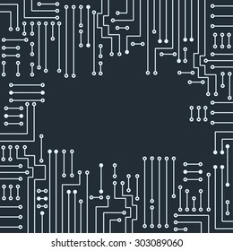 Drawing modern electronic circuit on gray background