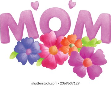 Drawing Mom Day poster to vector