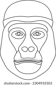 Drawing monkey outlines. Monkey Face Line Art