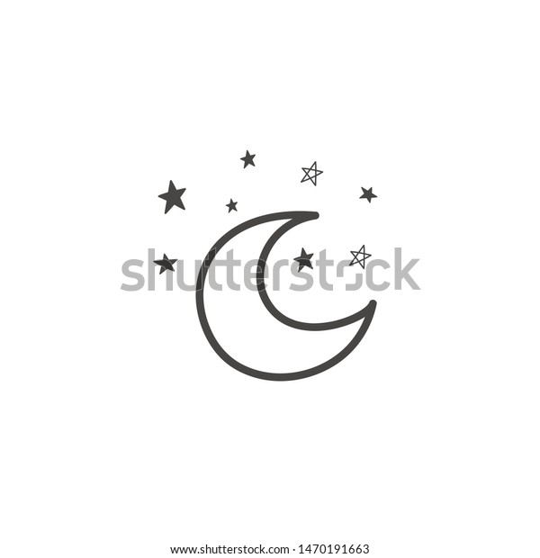 Drawing Moon Stars Symbol Weather Vector Stock Vector (Royalty Free