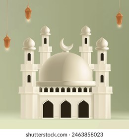 a drawing of a mosque with a white mosque on the top