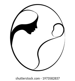 Drawing mother and child. Graphics. Logo for medical institutions.