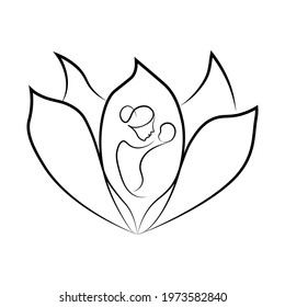 Drawing mother and child. Graphics. Logo for medical institutions.