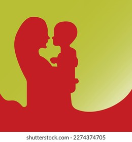 Drawing of a mother with demonstration of affection for his son,Hand drawn illustration for Happy International Mother's Day card, loving family, 