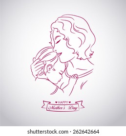 Drawing of a mother with a demonstration of affection for his son