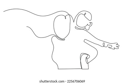 drawing of a mother with her daughter in single line style, illustration for mother's day
