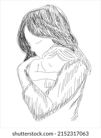 drawing of mother hugging her baby