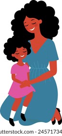 Drawing of mothers and children, mother and daughter, illustration