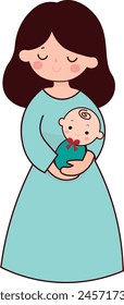 Drawing of mothers and children, mother and daughter, illustration