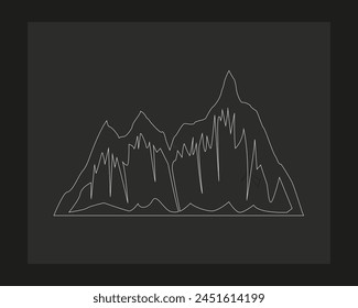 a drawing of a mountain with a mountain in the background.