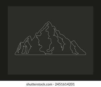 a drawing of a mountain with a mountain in the background.