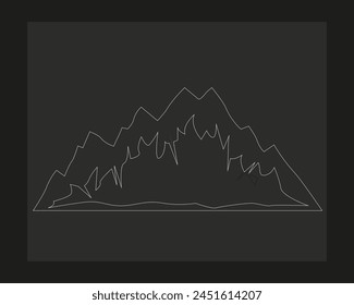 a drawing of a mountain with a mountain in the background.