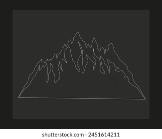 a drawing of a mountain with a mountain in the background.