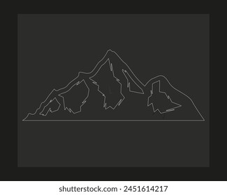 a drawing of a mountain with a mountain in the background.