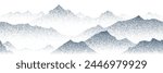 Drawing of mountain isolated on white background, stroke texture, imitation engraving, vector design