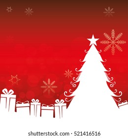 Drawing of a mounted Christmas tree and gifts. Ideal for institutional and educational materials