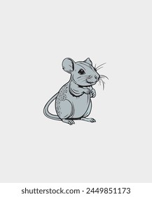 a drawing of a mouse with a collar that says mouse on it.
