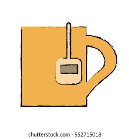 drawing mug tea hot break office work