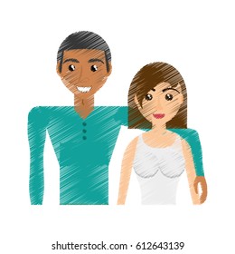 drawing multiracial couple beautiful