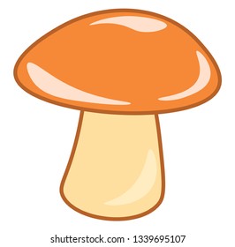 A drawing of a mushroom with brown top vector color drawing or illustration