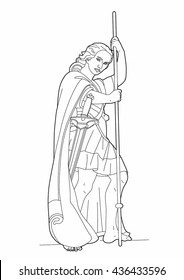 Drawing of a mythical warrior