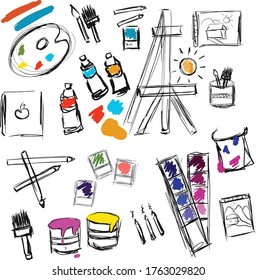 
drawing the necessary materials for painting