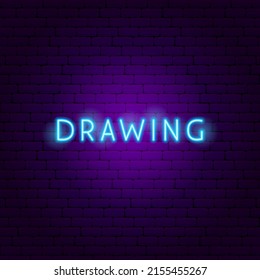 Drawing Neon Text. Vector Illustration of Art Promotion.