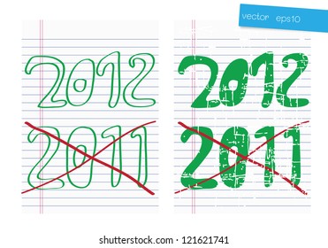 Drawing new year icon on paper