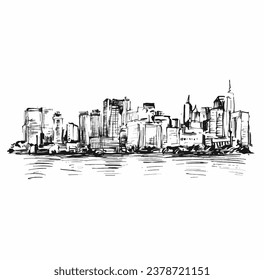 Drawing of New York City Landscapes, Skyline.