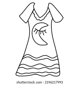 Drawing of a nightgown in the style of a doodle on an isolated white background