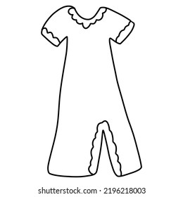 Drawing of a nightgown in the style of a doodle on an isolated white background