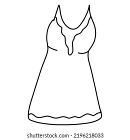 Drawing of a nightgown in the style of a doodle on an isolated white background