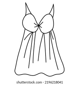 Drawing of a nightgown in the style of a doodle on an isolated white background