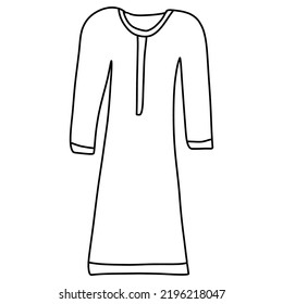 Drawing of a nightgown in the style of a doodle on an isolated white background