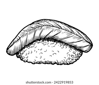 Drawing of nigiri sushi - hand sketch of food