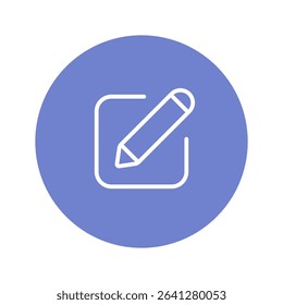Drawing and note edit pen icon, round style isolated vector illustration