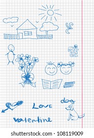 Drawing in notebooks vector