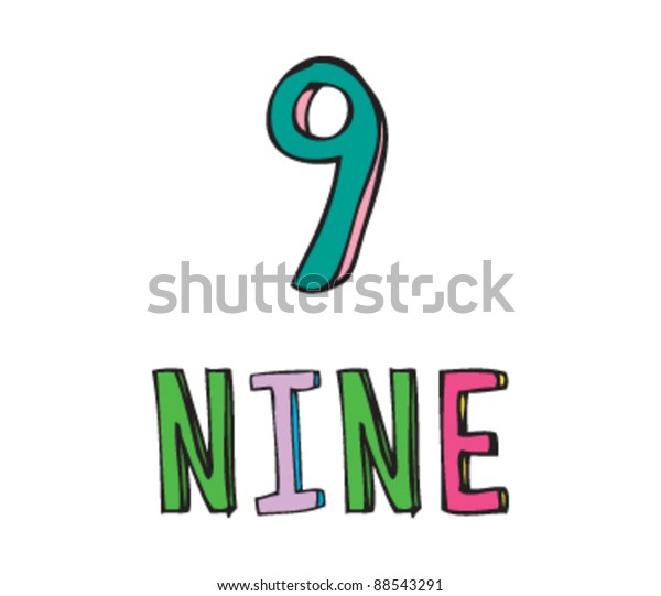 Drawing Number Nine Stock Vector (Royalty Free) 88543291 | Shutterstock