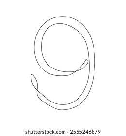 Drawing of the number nine with elegant lines.Vector illustration