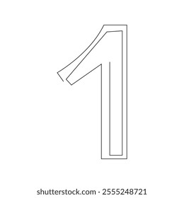 Drawing a number one with a single line.Vector illustration
