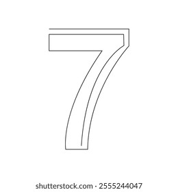 Drawing the number seven with a single line.Vector illustration